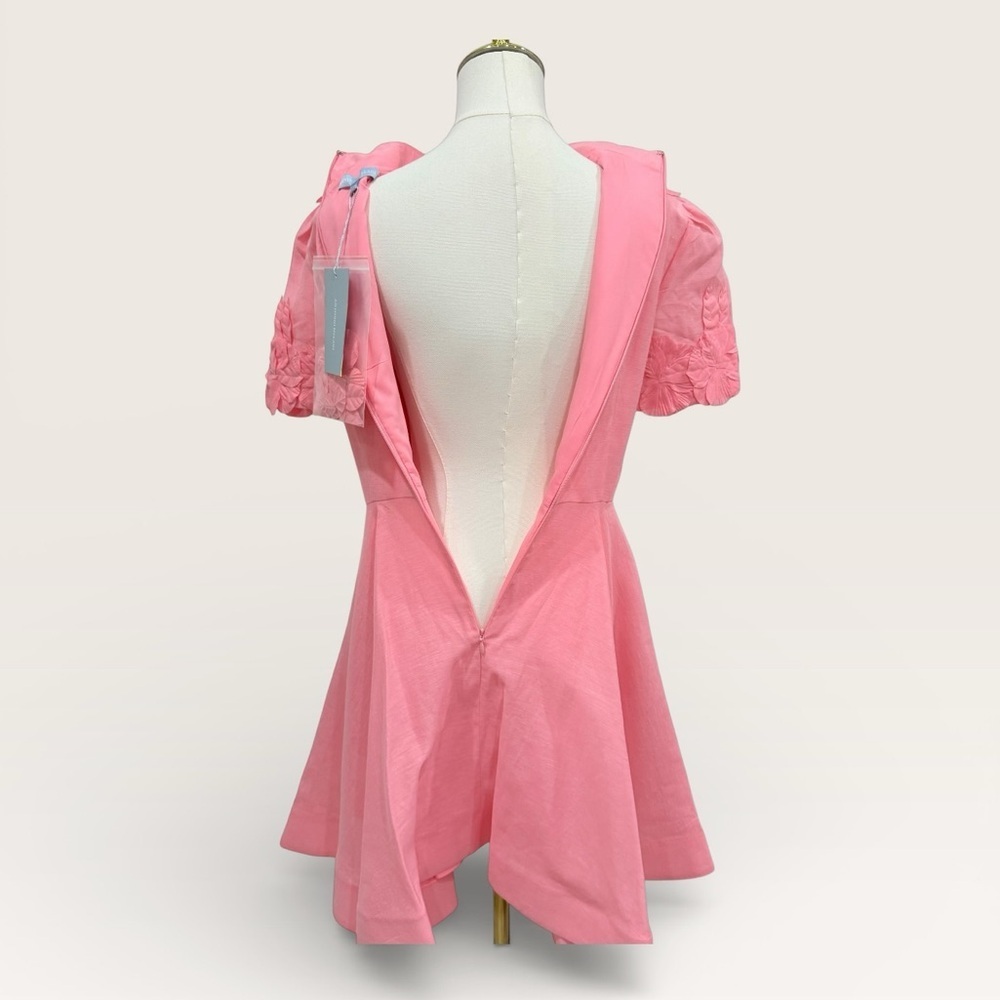 Antonio Melani Iris Linen Blend Floral Appliqué Mockneck Dress Taffy Pink NWT - Picture 11 of 16